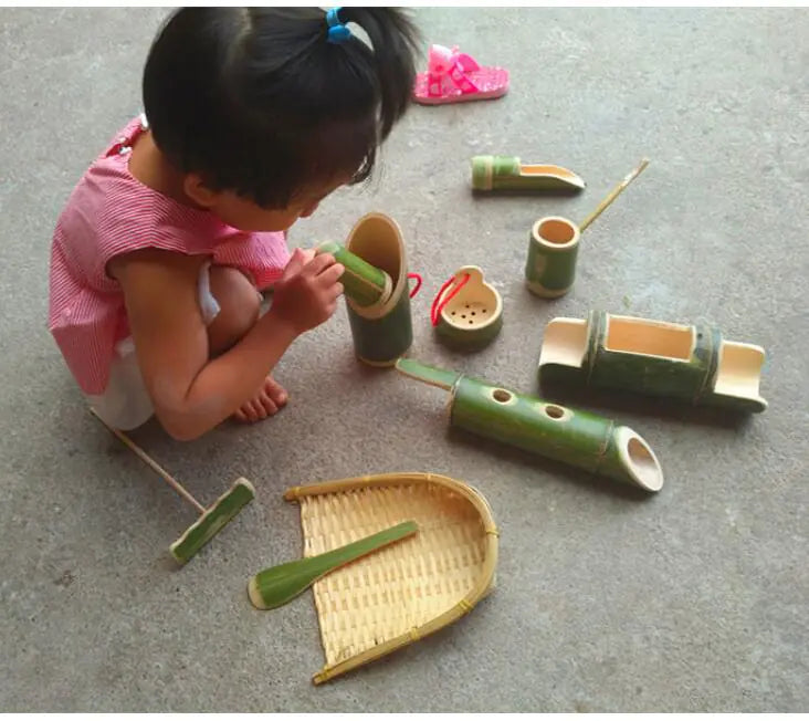 Bamboo Toy Set for Kids - 10 Piece Sand & Water Play
