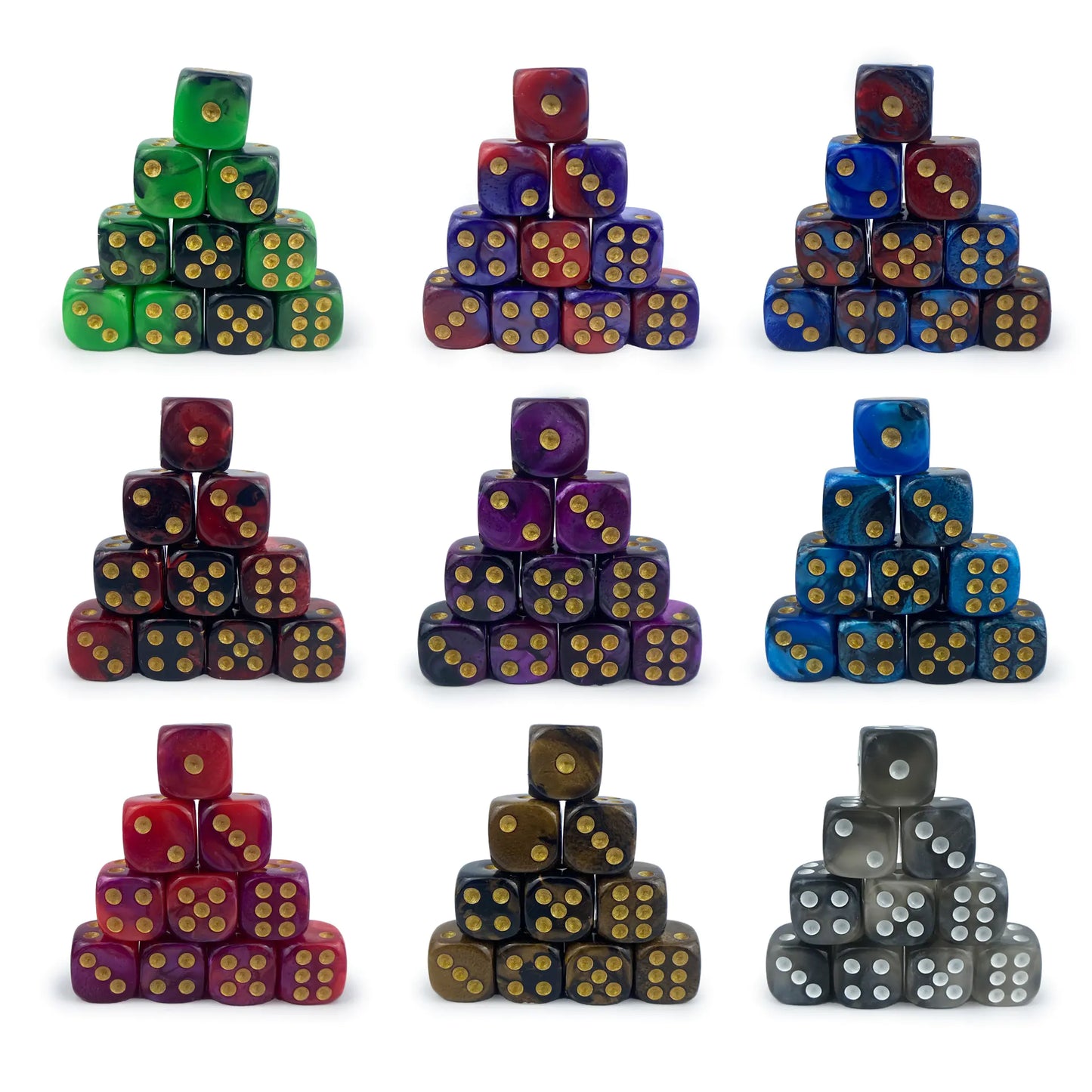 12mm Dual-Color Rounded D6 Dice for Board Games